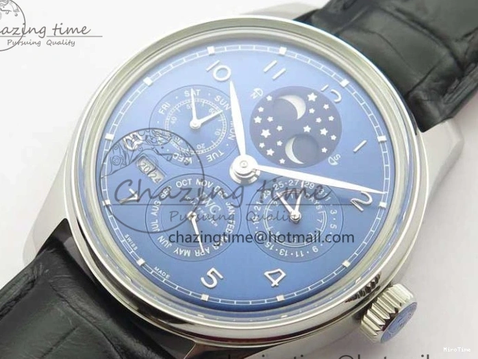 MIROTIME 0523 Portugieser Perpetual Calendar IW503401 V9F 1:1 Best Edition Blue Dial on Black Leather Strap A Contemporary 7114